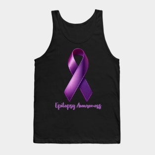 Purple Ribbon Month Epilepsy Awareness for Men Women Warrior Tank Top